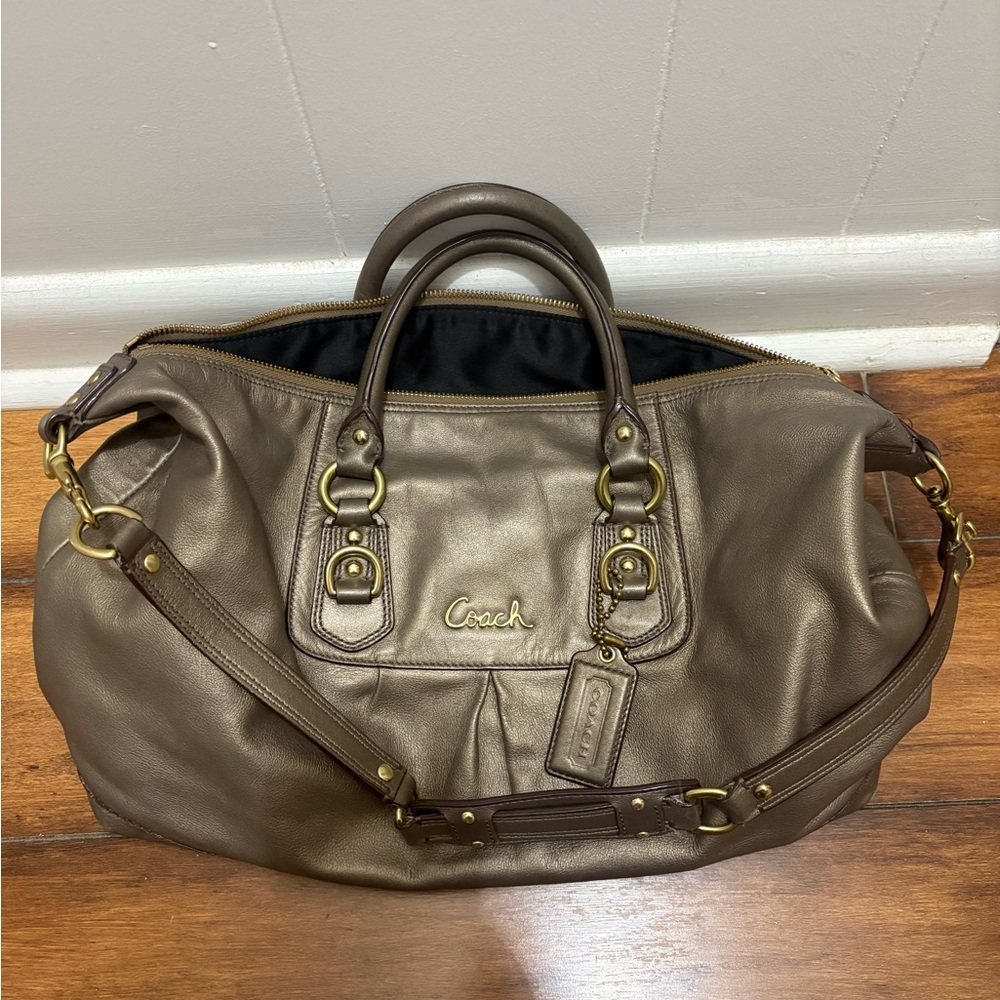 Coach Pewter Leather Women's Travel Bag